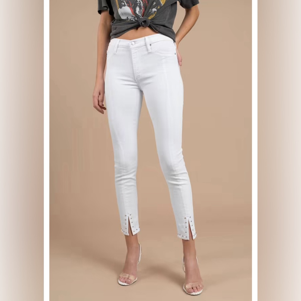 Black Orchid White Skinny Ankle Slit Jeans
